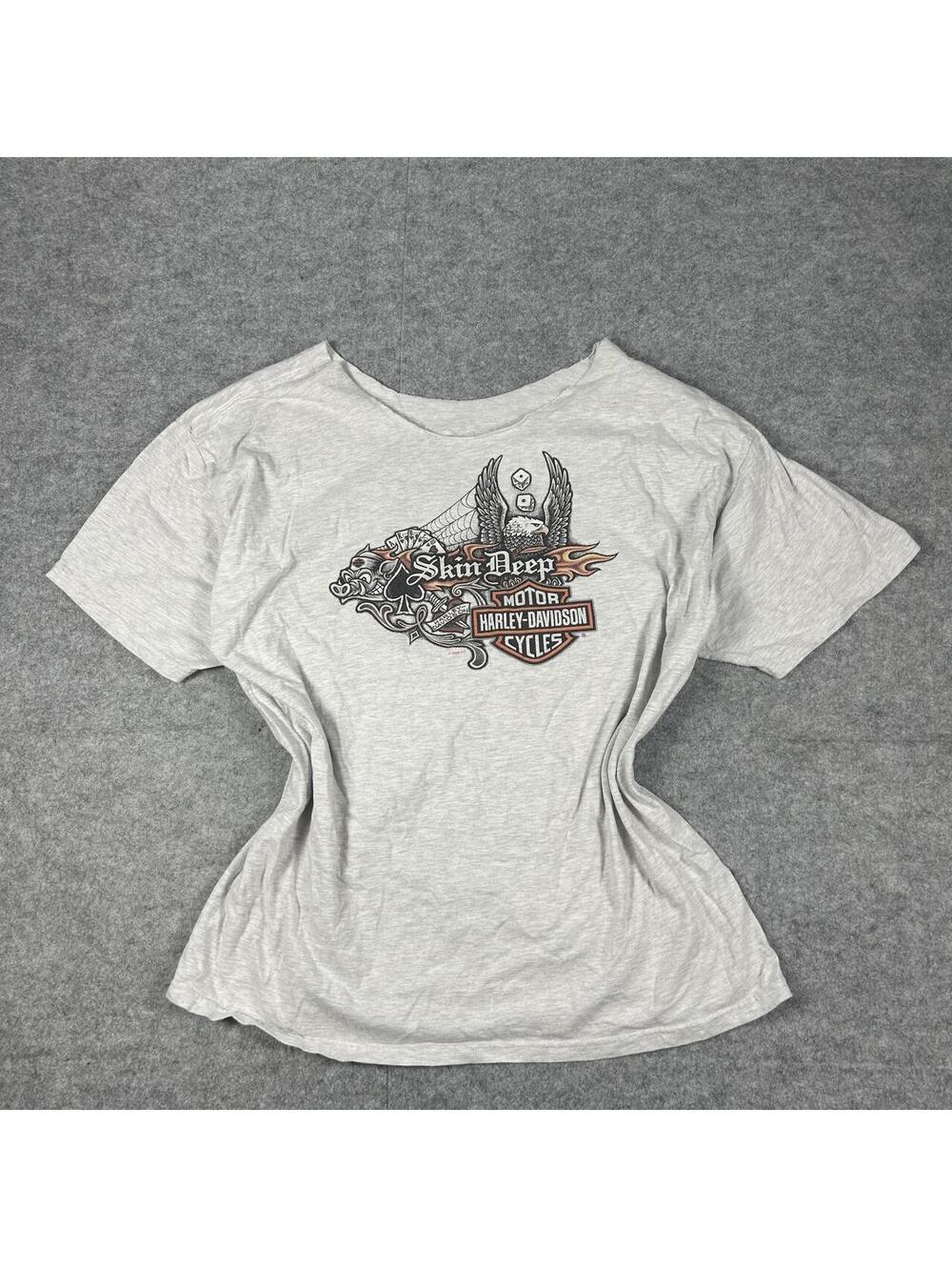 Vintage Women’s Cropped Harley Davidson Y2K Pirate T Shirt Size XL
